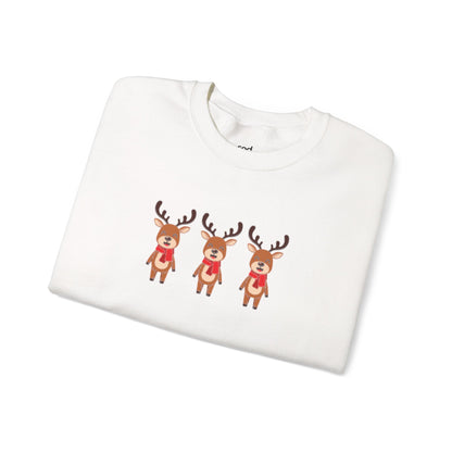 Festive Reindeer Crewneck Sweatshirt - Holiday Sweater, Retro Christmas Hoodie, Reindeer, Christmas Sweatshirt