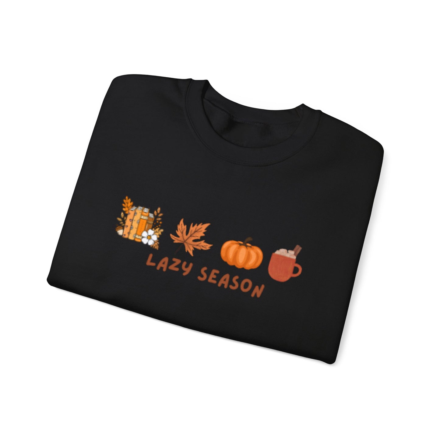"Lazy Season" - Women's Casual Crewneck Sweatshirt - Cozy Fall Vibes, Pumpkin Sweatshirt, Fall Sweatshirt