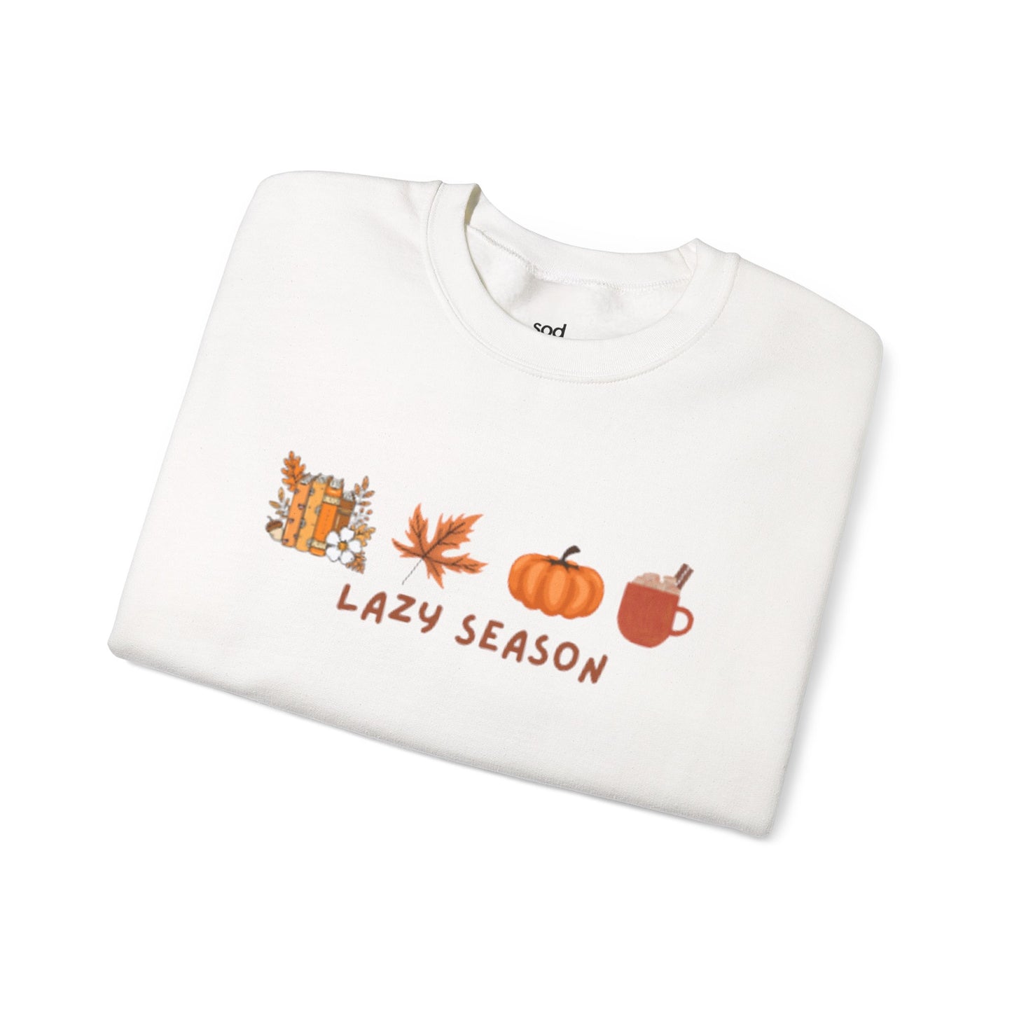 "Lazy Season" - Women's Casual Crewneck Sweatshirt - Cozy Fall Vibes, Pumpkin Sweatshirt, Fall Sweatshirt