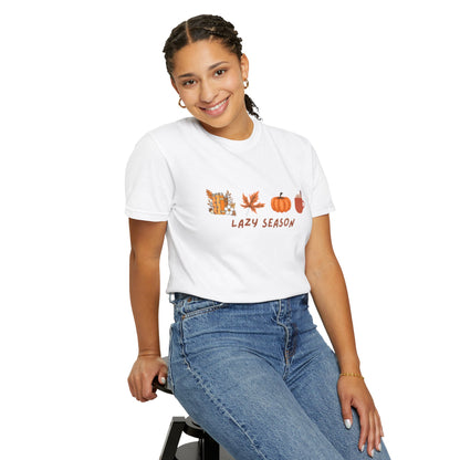 "Lazy Season" - Women's Cozy Season Shirt, Fall Gift, Autumn Leaf Shirt, Pumpkin Shirt
