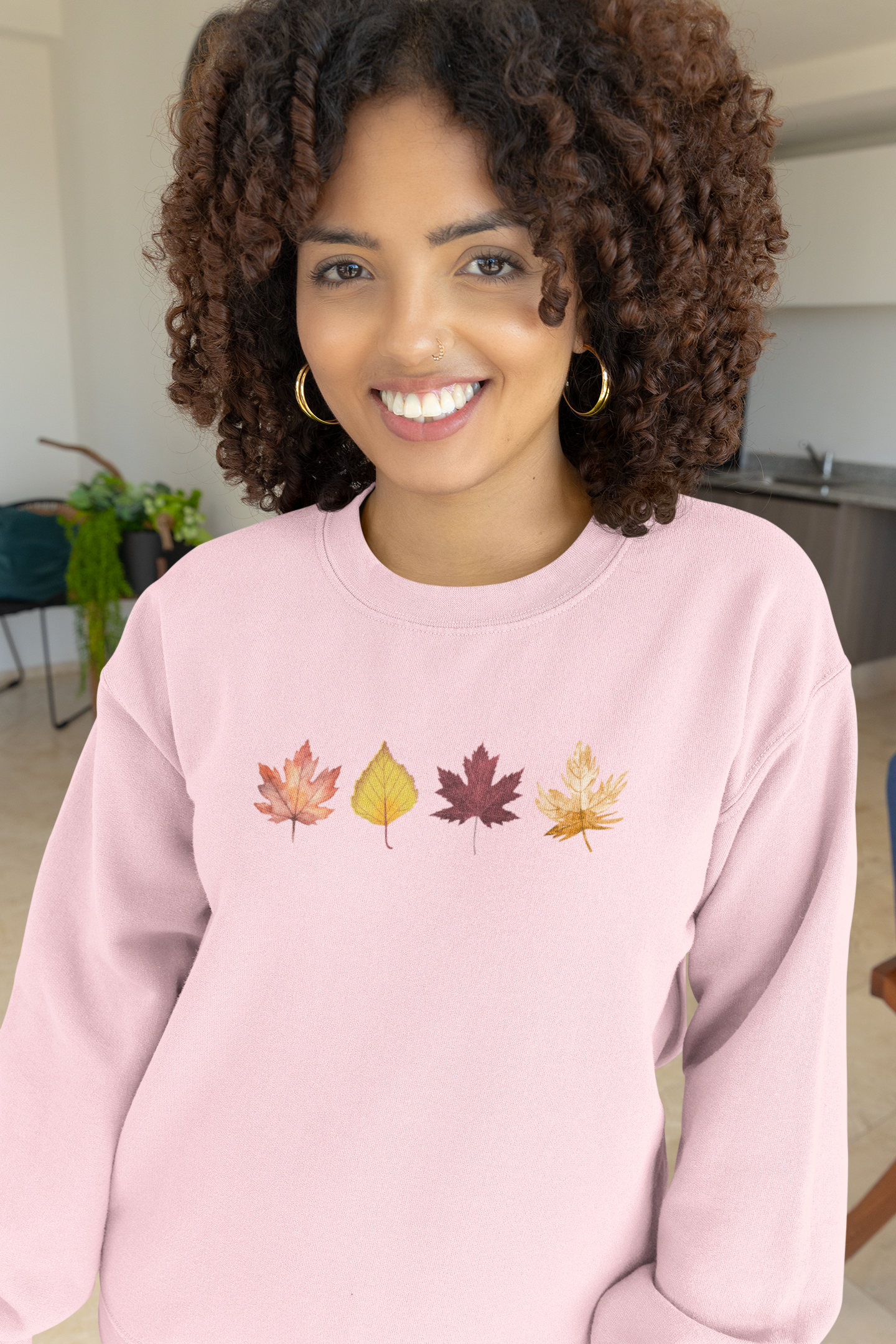 Women’s Fall Autumn Crewneck Sweatshirt – 4 Autumn Leaves
