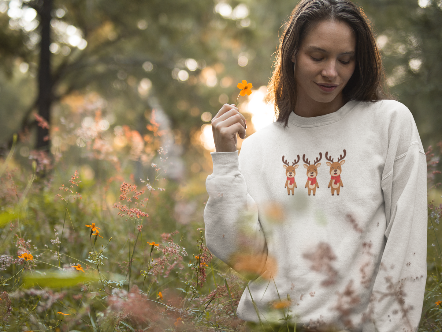 Festive Reindeer Crewneck Sweatshirt - Holiday Sweater, Retro Christmas Hoodie, Reindeer, Christmas Sweatshirt