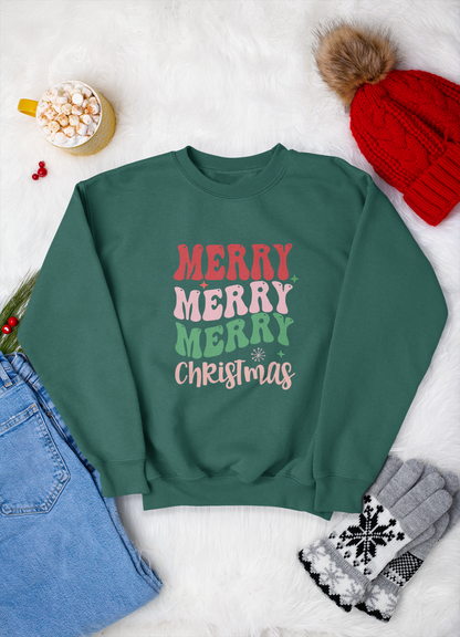 Merry Christmas Crewneck Sweatshirt Cozy Holiday Style for Women, Cozy Christmas Gift, Winter Fashion, Festive Sweatshirt