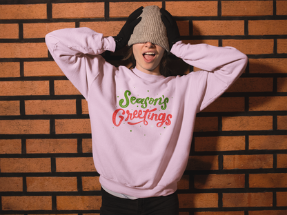 Season Greetings Crewneck Sweatshirt, Festive Holiday Style for Women, Cozy Crewneck, Christmas Apparel, Warm Winter Gift