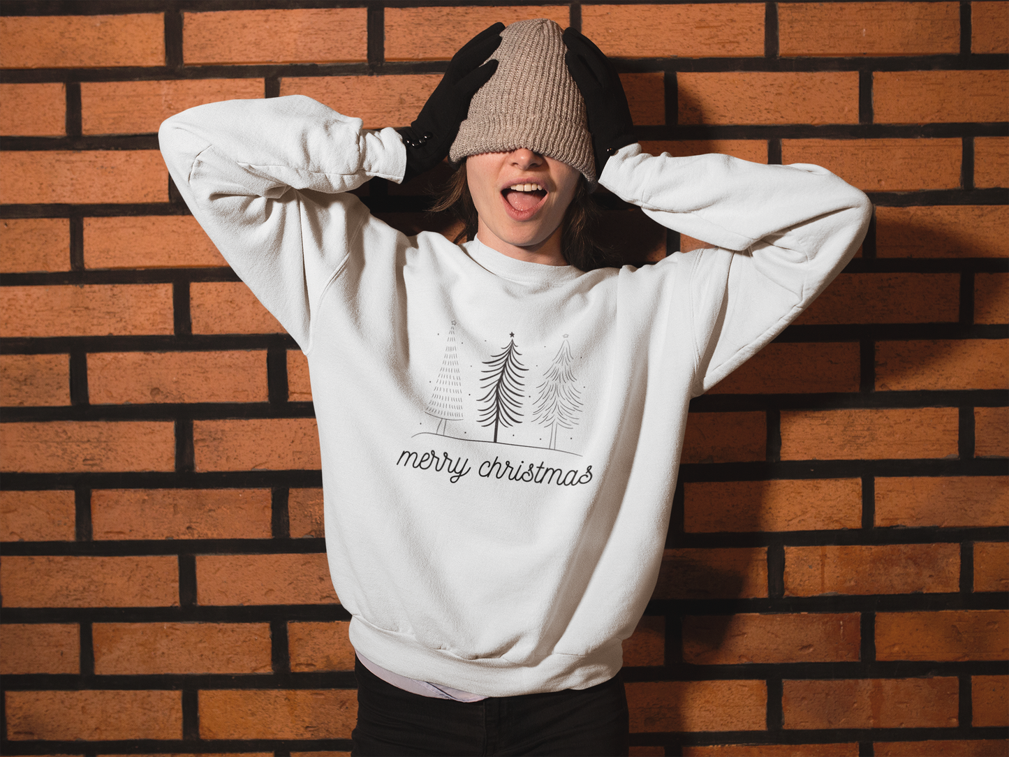 Merry Christmas Crewneck Sweatshirt, Elegant Tree Design, Cozy Christmas Sweatshirt, Merry Christmas Gift, Winter Fashion, Gift for Her