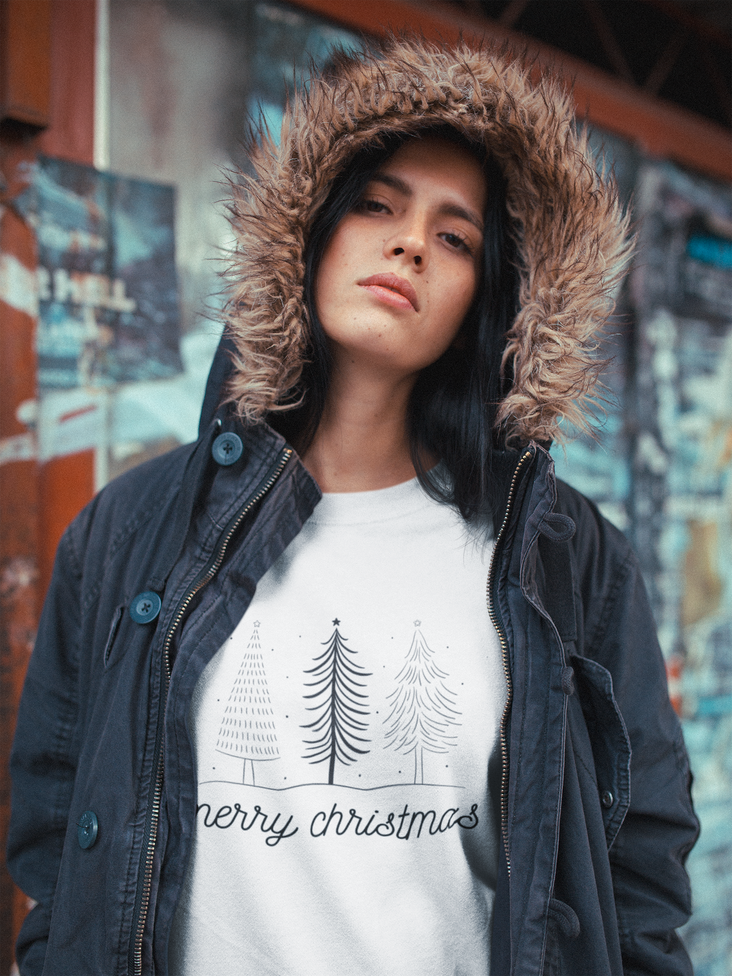 Merry Christmas Crewneck Sweatshirt, Elegant Tree Design, Cozy Christmas Sweatshirt, Merry Christmas Gift, Winter Fashion, Gift for Her