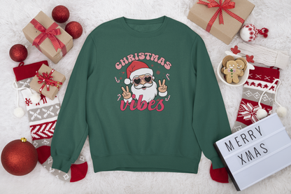 Christmas Santa Vibes Crewneck Sweatshirt - Cozy Holiday Gift, Merry Christmas Sweatshirt, Cool Winter Wear, Gifts for Her