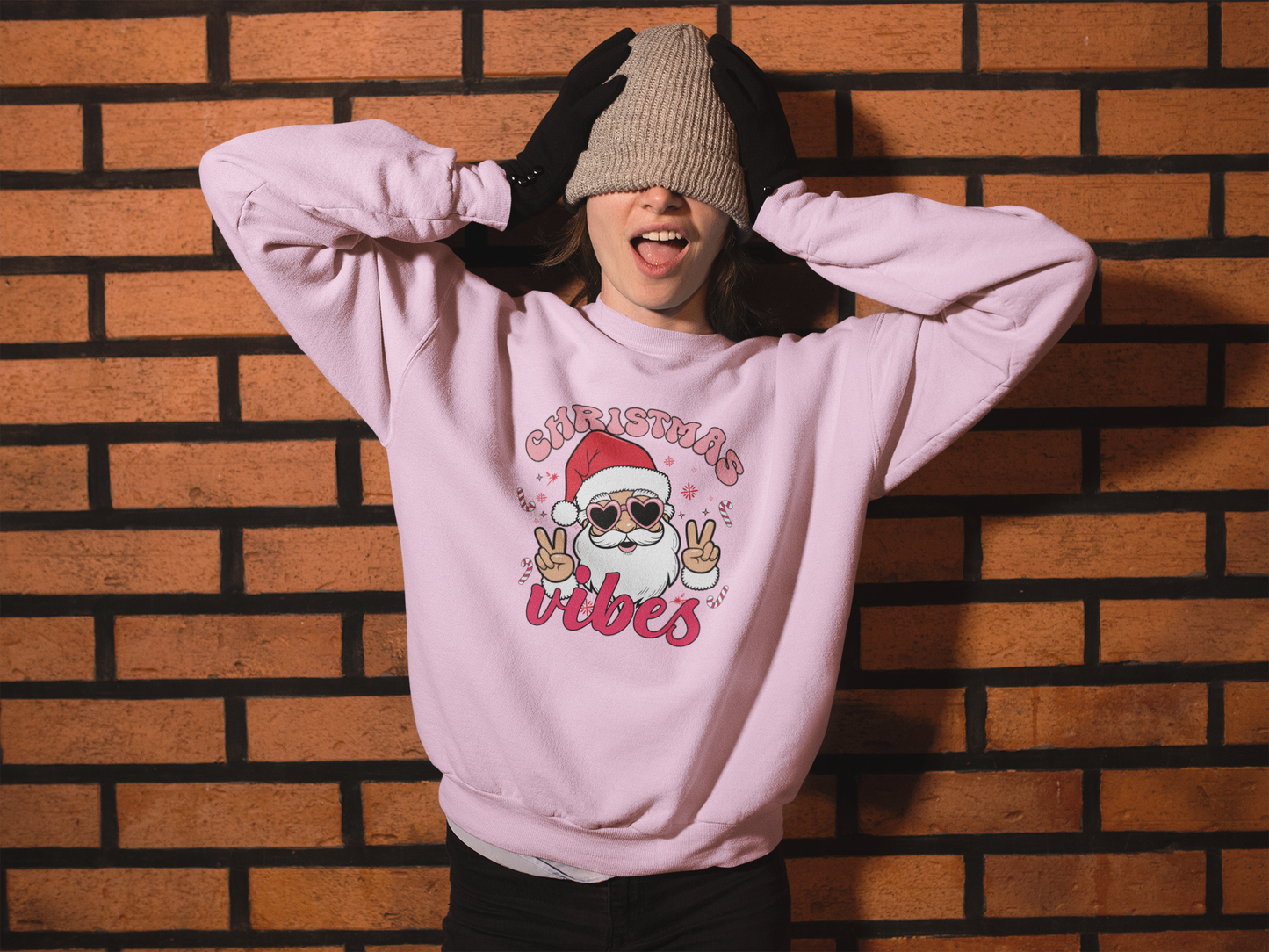 Christmas Santa Vibes Crewneck Sweatshirt - Cozy Holiday Gift, Merry Christmas Sweatshirt, Cool Winter Wear, Gifts for Her