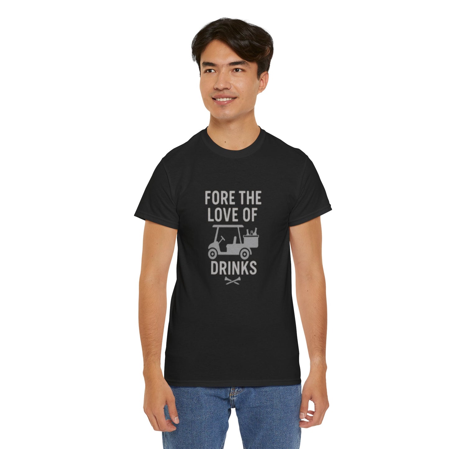 "Fore the Love of Drinks" - Fun Casual Golf Unisex Heavy Cotton Tee