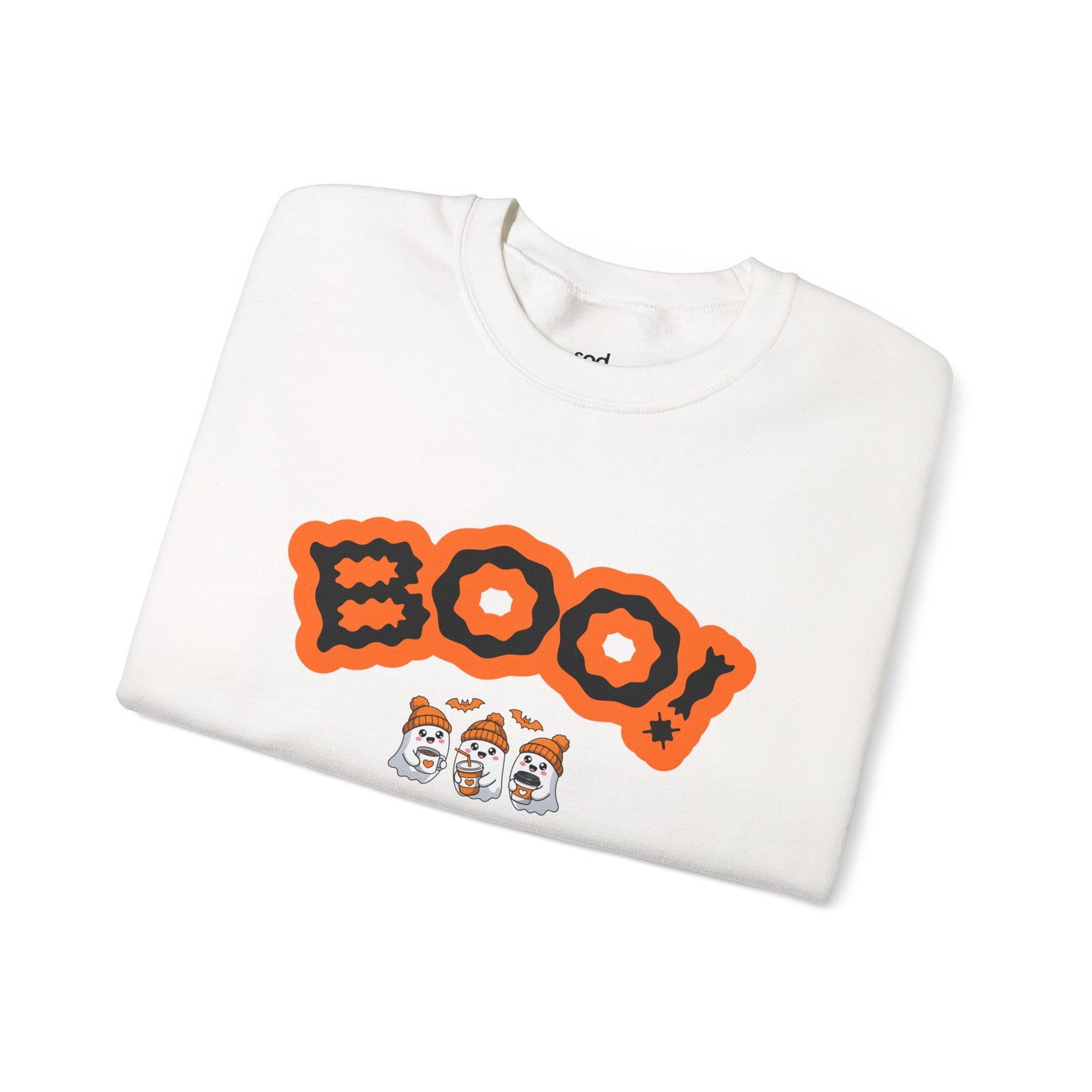 Women “BOO!” Halloween Crewneck Sweatshirt with Ghosts